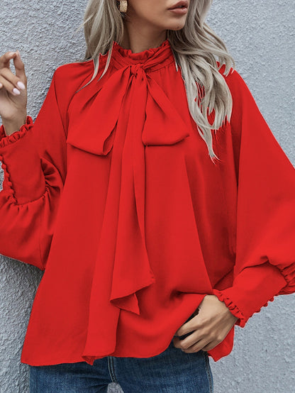 Dames Blouse Strikdetail Elegante Stijl Chique Katoen