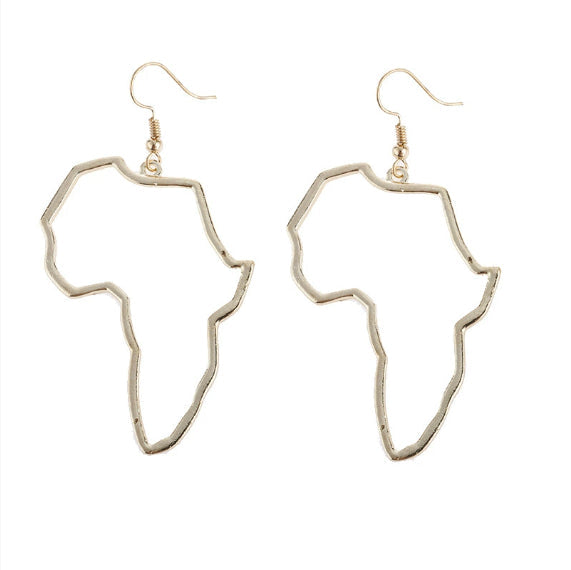 Dames Oorbellen Goudkleurig Afrikaanse Kaartvorm
