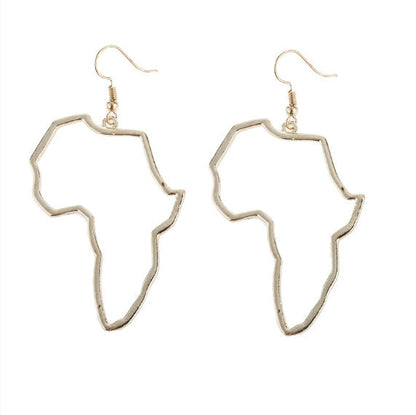 Dames Oorbellen Goudkleurig Afrikaanse Kaartvorm