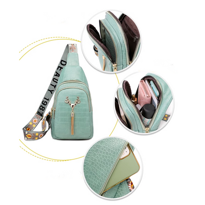 Dames Crossbody Tas Hertenprint Met Kwastjes Leer
