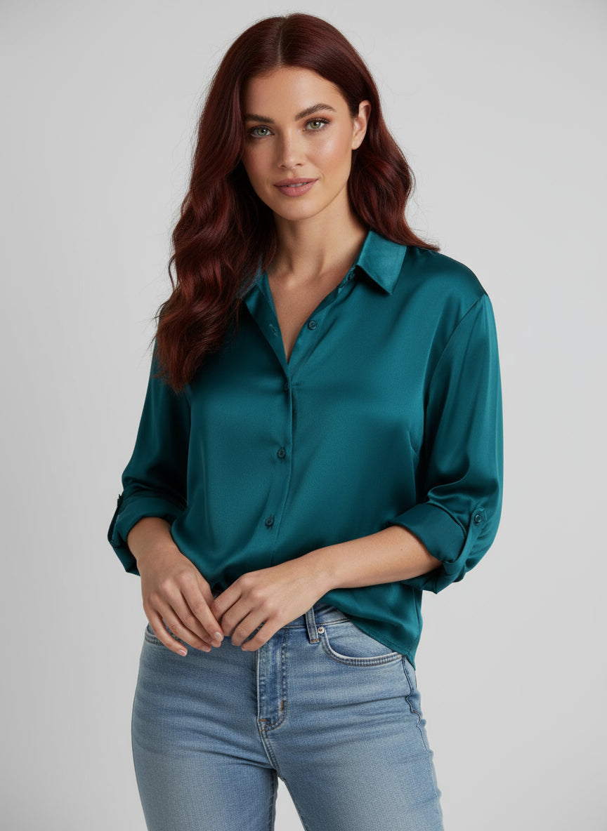 Vrouwen Blouse Lange Mouwen Knoopsluiting Elegant - StudioMarella