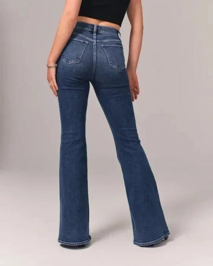 Hoge Taille Jeans Flared Comfortabele Katoen Stretch