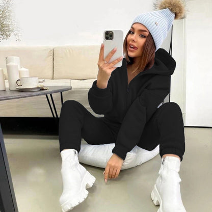 Dames Joggingpak Zacht Grijs Jogger en Hoodie Set
