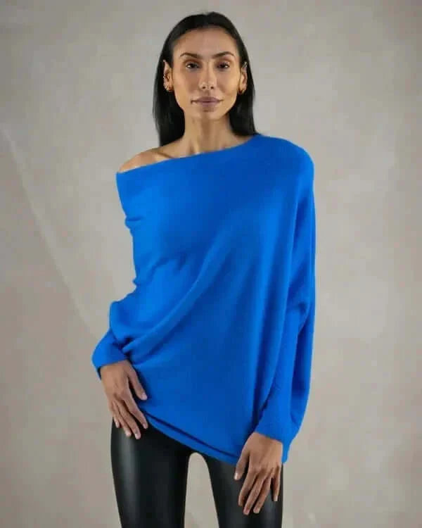 Dames Trui Asymmetrisch met Col en Drapé details