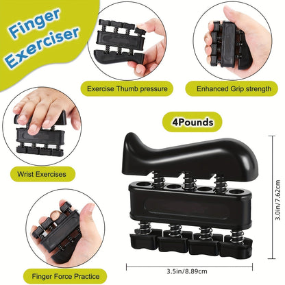 Handtrainer Set 5-in-1 voor Grip en Onderarmkracht Verstelbaar Weerstand met Vingertrainer en Krachtrubberbal