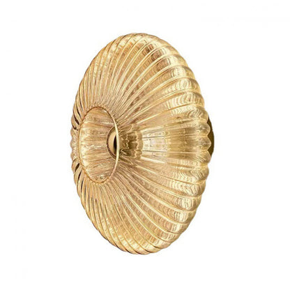 Wandlamp Geribbeld Glas Cognac Goud Messing Woonkamer Slaapkamer Hal Plafondlamp Schelp Retro Art Deco Wandverlichting