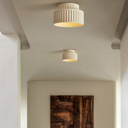 Plafondlamp Geribbeld Resin E27 Wit Compact Modern Interieur Woonkamer Keuken Slaapkamer Retro Design Plafonnière