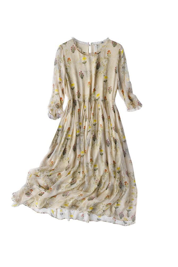 Vrouwenjurk Bloemenprint Retro Stijl Jurk