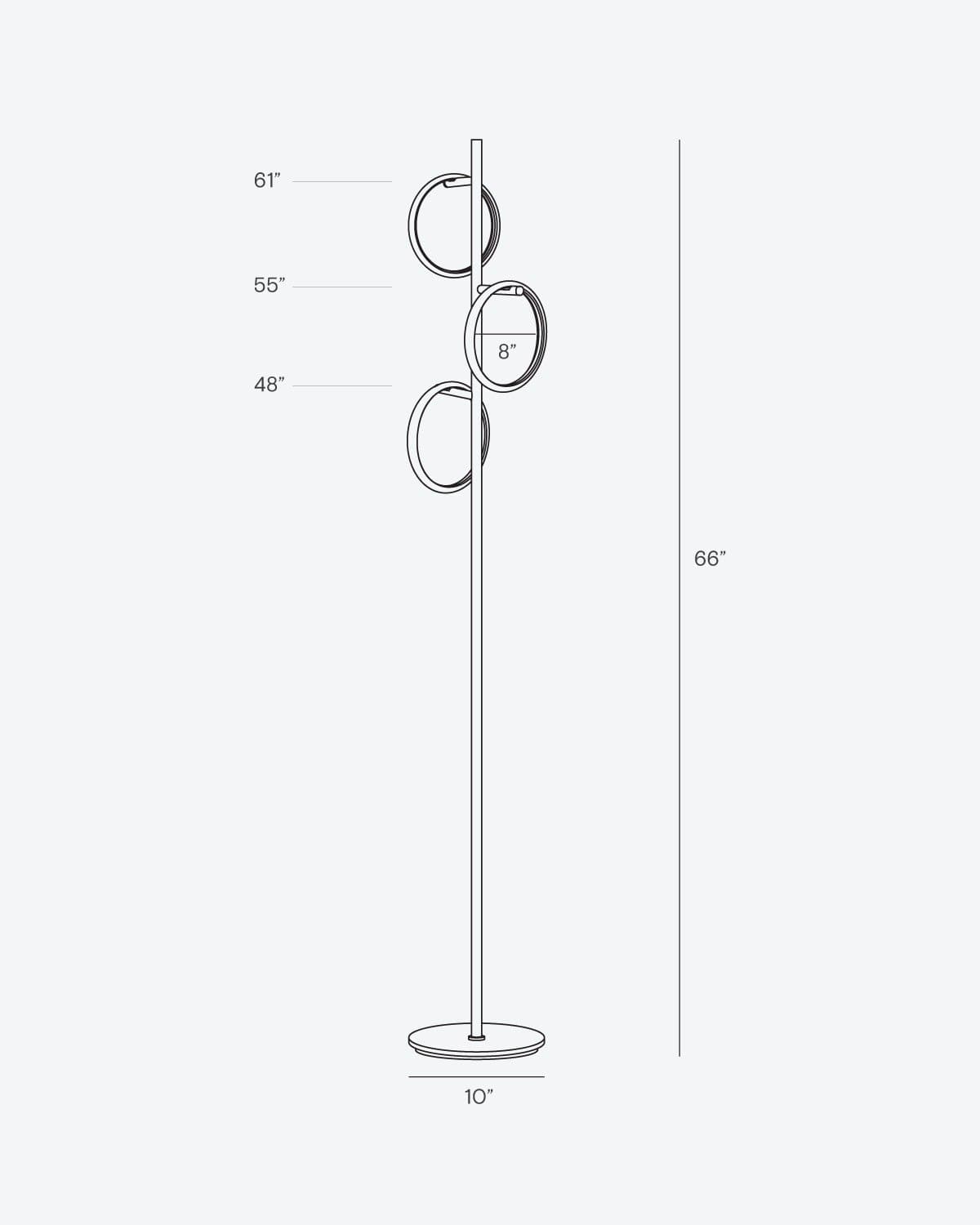 Vloerlamp Ring LED Dimbaar Goud Metaal 3 Lichtkringen Modern
