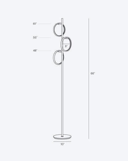 Vloerlamp Ring LED Dimbaar Goud Metaal 3 Lichtkringen Modern