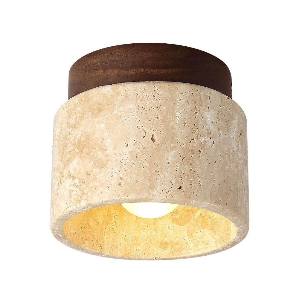 Cilestic Plafondlamp Travertin Hout E27/E26 Beige Hal Slaapkamer Woonkamer Scandinavisch Modern Design Natuurlijke Plafondverlichting