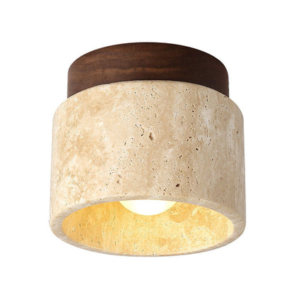 Cilestic Plafondlamp Travertin Hout E27/E26 Beige Hal Slaapkamer Woonkamer Scandinavisch Modern Design Natuurlijke Plafondverlichting