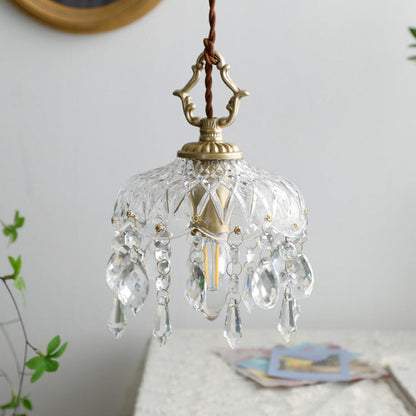 Kristallen Hanglamp Koper E14 Vintage Bloem K9 Kristal Glas Slaapkamer Hal Entree Romantisch Pendellamp Antiek