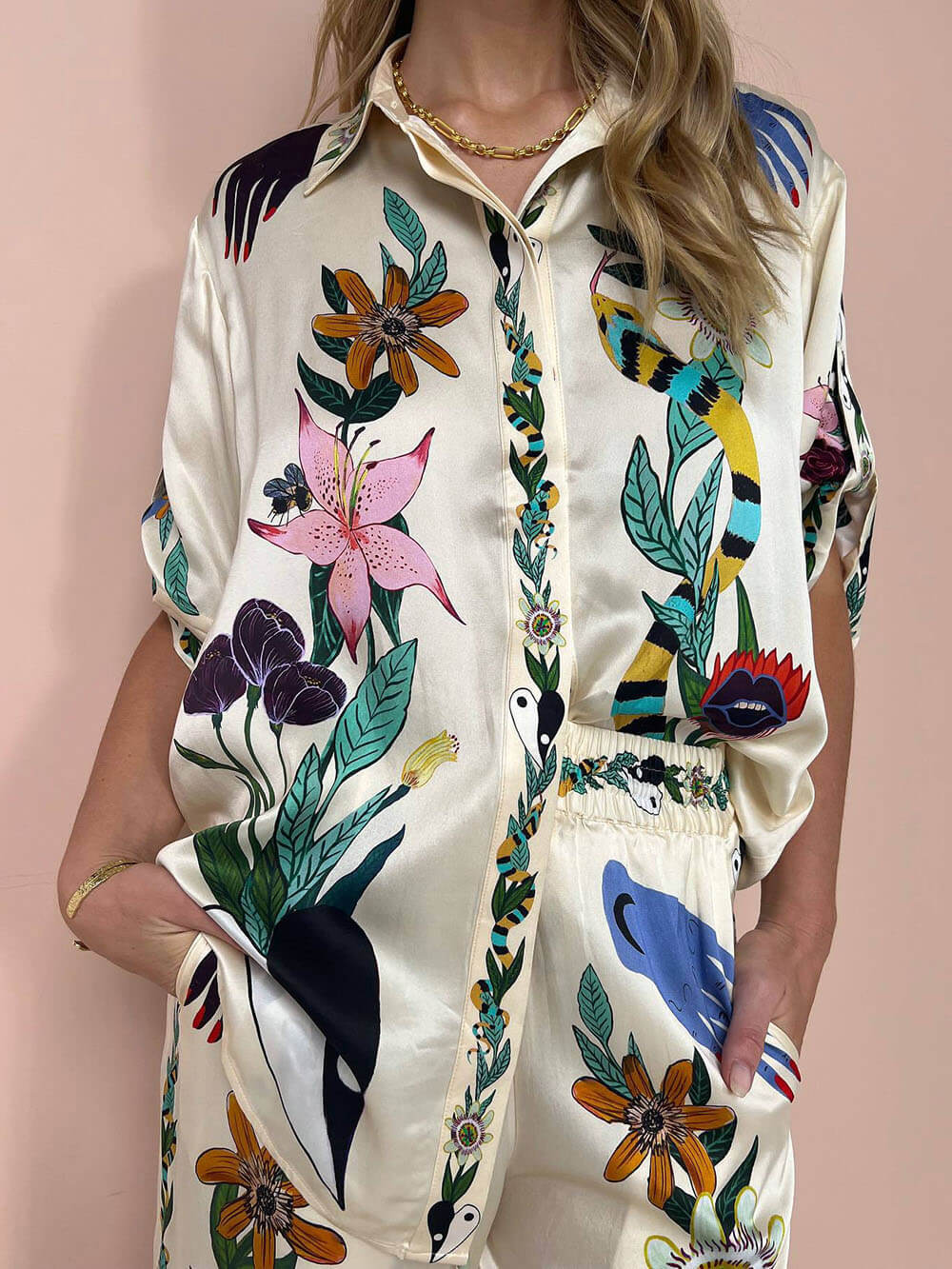 Oversize Blouse met Knopen voor Vrouw