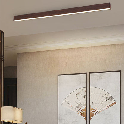 LED Plafondlamp Hout Langwerpig Aluminium Woonkamer Slaapkamer 60cm 100cm 120cm Ingebouwde LED Lijnlamp Houten Plafonnière Japandi
