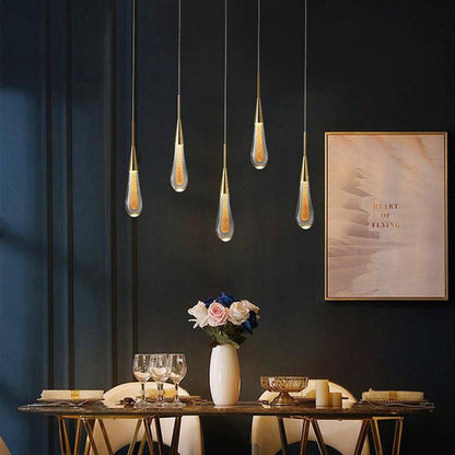 Glazen Hanglamp met Gouden Metalen Armatuur en Geïntegreerde LED-Verlichting – Scandinavisch Design voor Eetkamer, Woonkamer en Keuken
