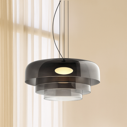 Glazen hanglamp Ø42 cm gelaagd glas groen eettafel keuken modern design sfeerverlichting