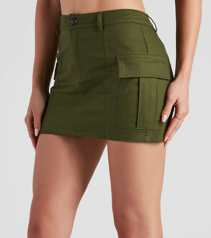Mini-Cargo Rok met Stoere Ritsen en Zakken