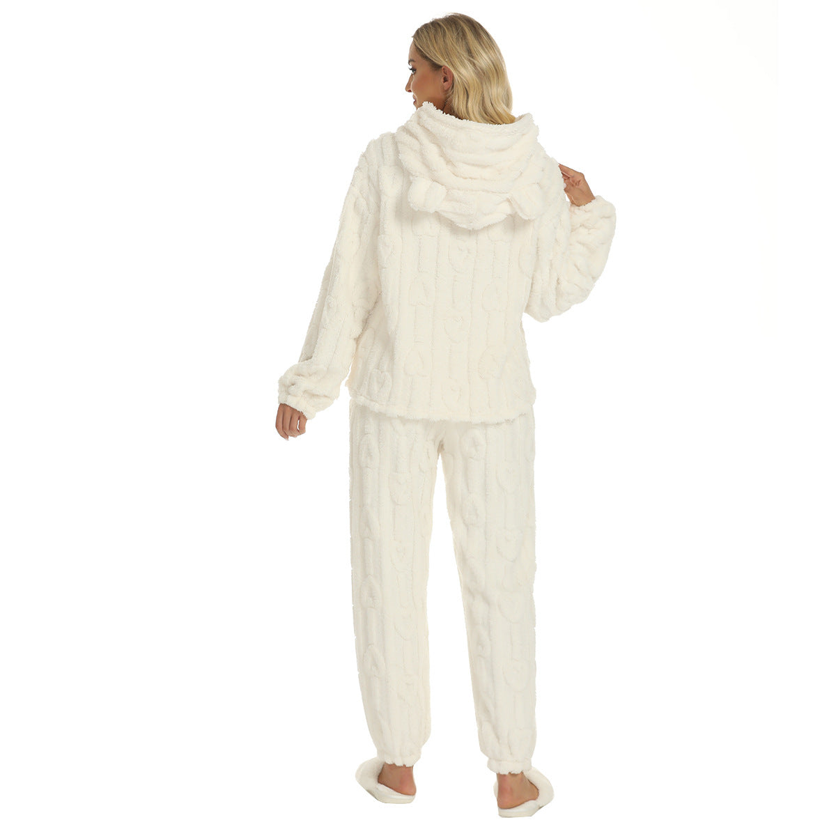 Dames Pyjama Set Zacht met Oortjes Hartjes Teddylook