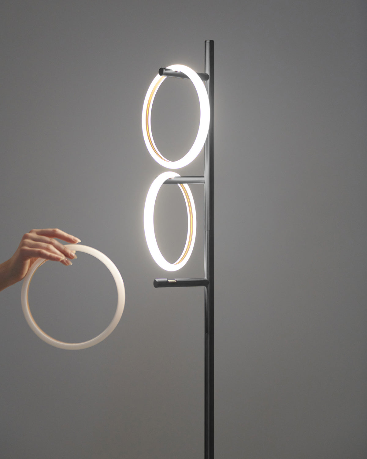 Vloerlamp Ring LED Dimbaar Goud Metaal 3 Lichtkringen Modern