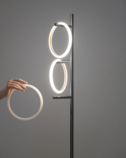 Vloerlamp Ring LED Dimbaar Goud Metaal 3 Lichtkringen Modern