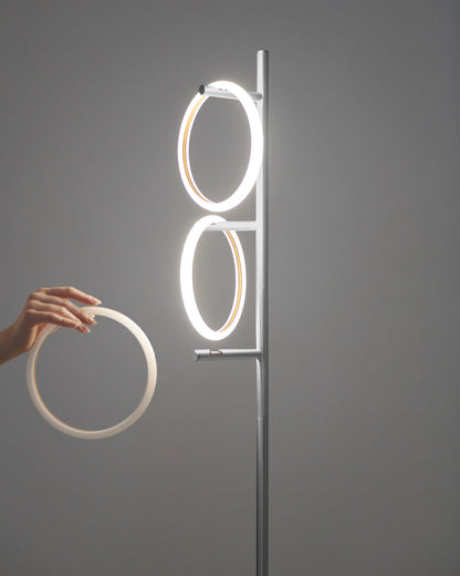 Vloerlamp Ring LED Dimbaar Goud Metaal 3 Lichtkringen Modern