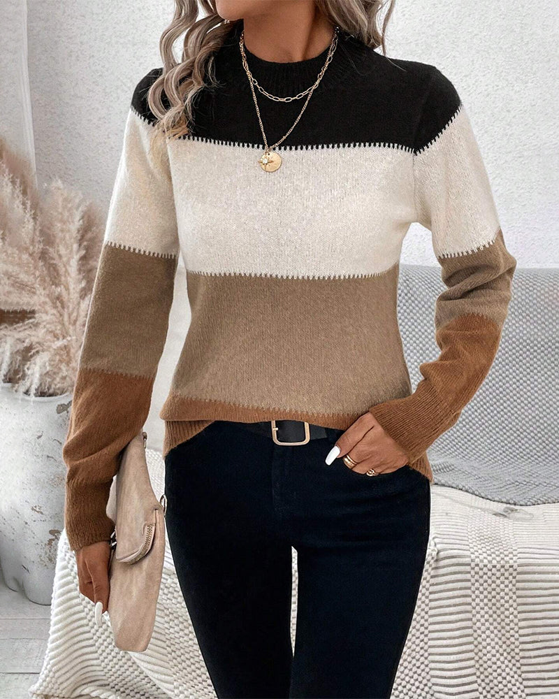 Dames Trui Colorblock Warm en Stijlvol
