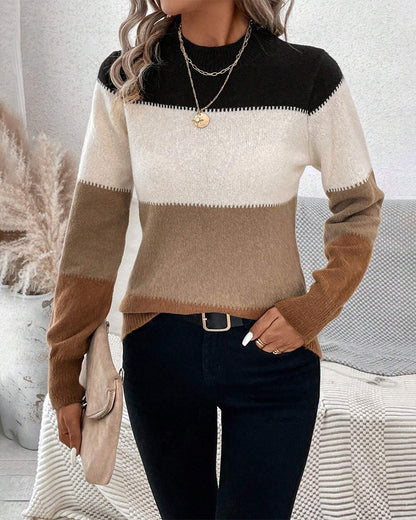 Dames Trui Colorblock Warm en Stijlvol