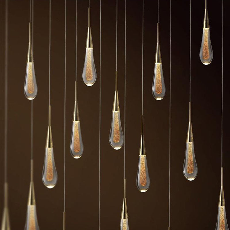Glazen Hanglamp met Gouden Metalen Armatuur en Geïntegreerde LED-Verlichting – Scandinavisch Design voor Eetkamer, Woonkamer en Keuken