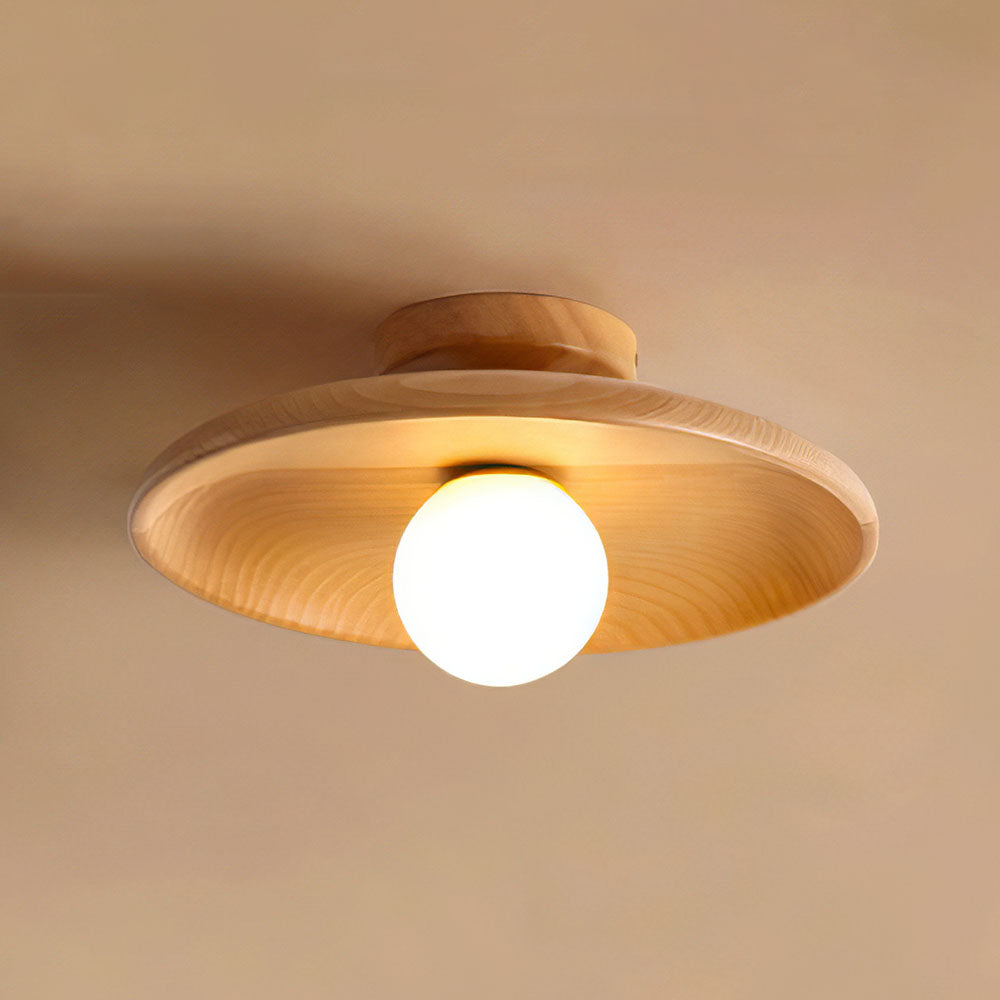 LED Plafondlamp Hout 15cm G4 Warm Licht Woonkamer Slaapkamer Gang Houten Plafondlamp Compact Rond Design