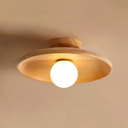 LED Plafondlamp Hout 15cm G4 Warm Licht Woonkamer Slaapkamer Gang Houten Plafondlamp Compact Rond Design