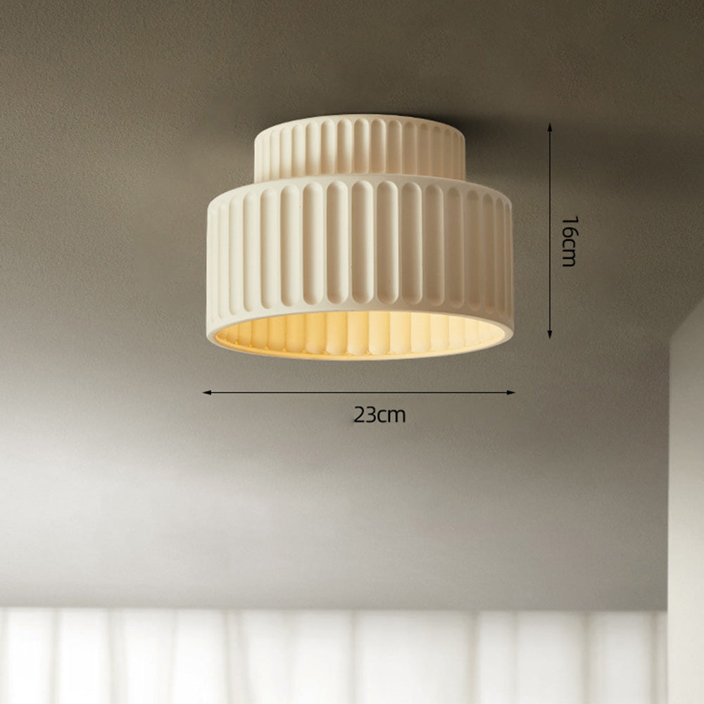 Plafondlamp Geribbeld Resin E27 Wit Compact Modern Interieur Woonkamer Keuken Slaapkamer Retro Design Plafonnière