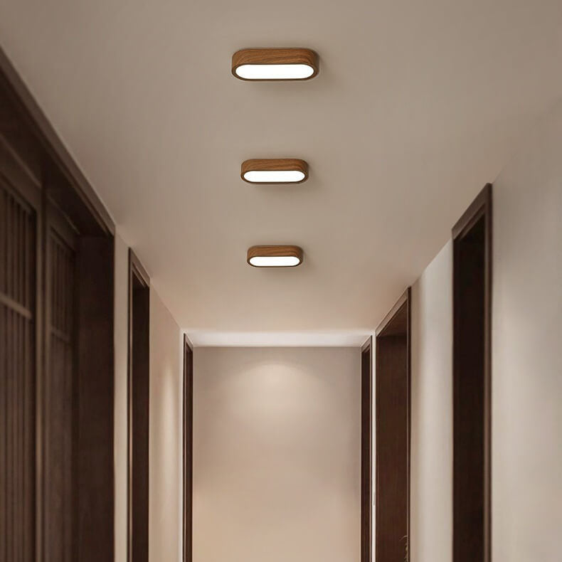 Plafondlamp Hout met Ingebouwde LED 8W – Moderne Flush Mount Verlichting in Natuurlijke Houtnerf Finish