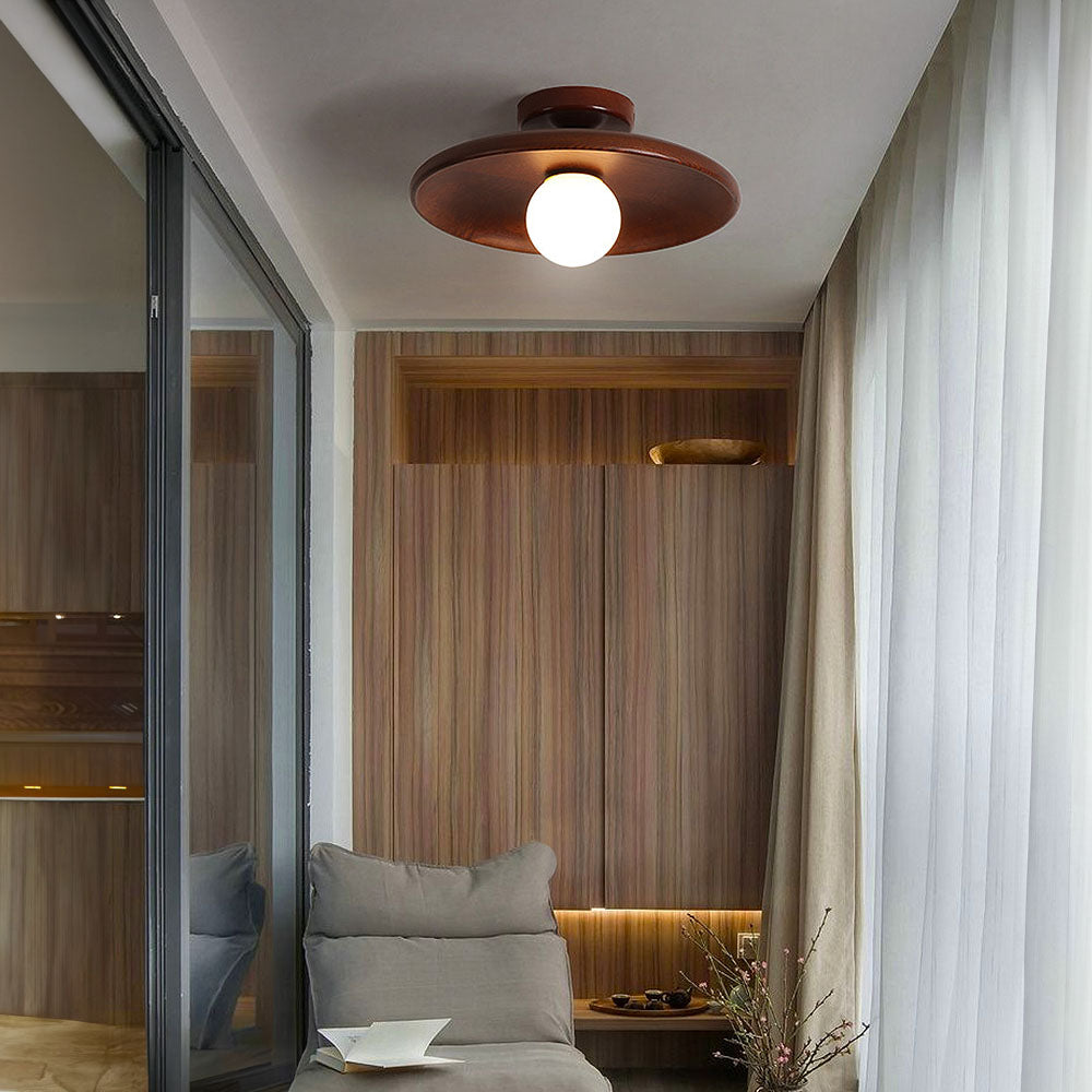LED Plafondlamp Hout 15cm G4 Warm Licht Woonkamer Slaapkamer Gang Houten Plafondlamp Compact Rond Design