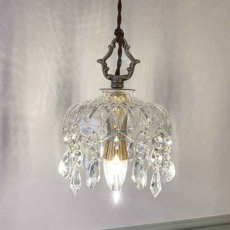 Kristallen Hanglamp Koper E14 Vintage Bloem K9 Kristal Glas Slaapkamer Hal Entree Romantisch Pendellamp Antiek