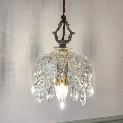 Kristallen Hanglamp Koper E14 Vintage Bloem K9 Kristal Glas Slaapkamer Hal Entree Romantisch Pendellamp Antiek