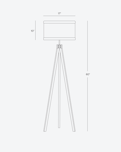 Vloerlamp Tripod Houten Driepoot 152cm Met Stoffen Kap LED