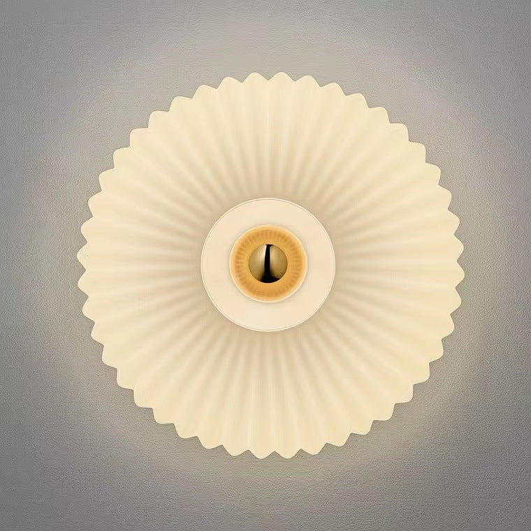 Wandlamp Geribbeld Glas Cognac Goud Messing Woonkamer Slaapkamer Hal Plafondlamp Schelp Retro Art Deco Wandverlichting