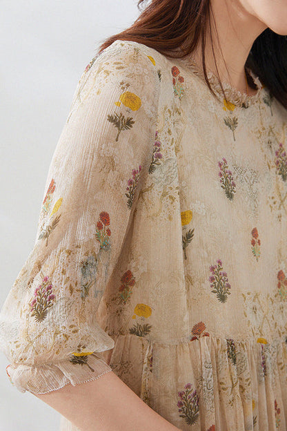 Vrouwenjurk Bloemenprint Retro Stijl Jurk