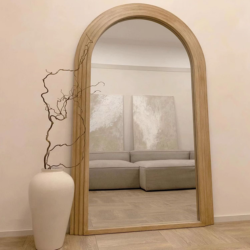 Luxe Staande Spiegel met Houten Boogframe – Volle Lengte Wandspiegel 120x200cm Antiek Wit, Khaki of Zwart
