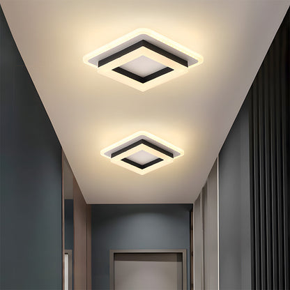 Vierkante LED Plafondlamp 1920 Lumen Zwart Wit Slaapkamer Hal Woonkamer Moderne Plafonnière Geometrisch Design Verlichting Binnen