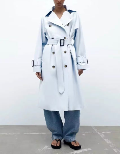 Dames Trenchcoat Lange Voorjaarsjas met Ceintuur Trendy Look