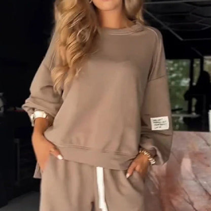Dames Loungewear Set Zacht Jogger en Crewneck Voor Thuis