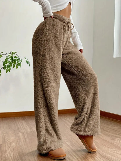 Vrouwen Broek Wijde Pijpen met Koord → Vrouwen Broek Wijd Model met Koord en Stretch - StudioMarella