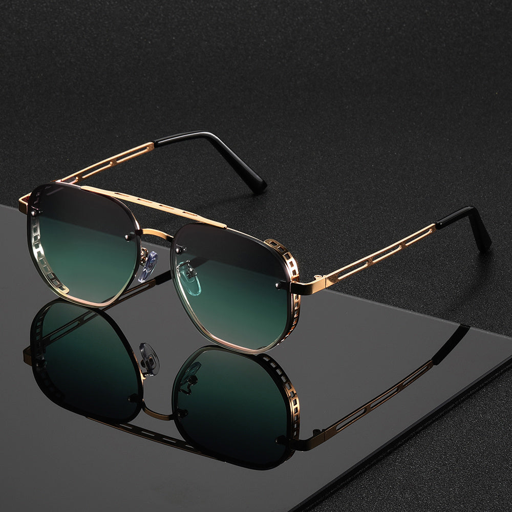 Minimalistische Metalen Zonnebril met UV-bescherming Ronde Glazen Unisex