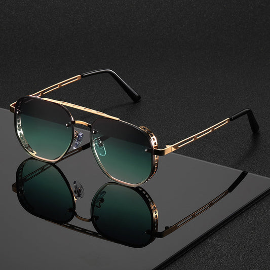 Minimalistische Metalen Zonnebril met UV-bescherming Ronde Glazen Unisex