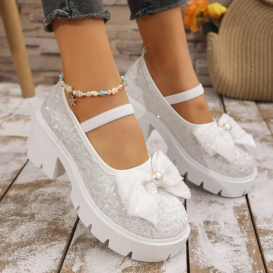 Dames Loafers Elegante Parel Strik Laarzen Stijlvol - StudioMarella