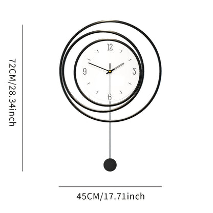 Metalen Wandklok Modern Minimalistisch – 72 cm hoog en 45 cm breed met Stil Uurwerk – Zwarte Muurdecoratie voor Woonkamer Kantoor