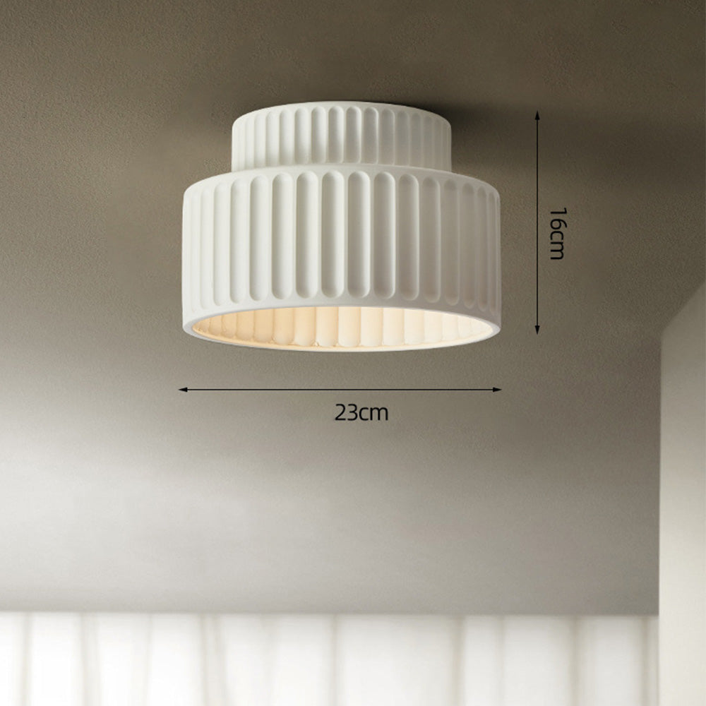 Plafondlamp Geribbeld Resin E27 Wit Compact Modern Interieur Woonkamer Keuken Slaapkamer Retro Design Plafonnière