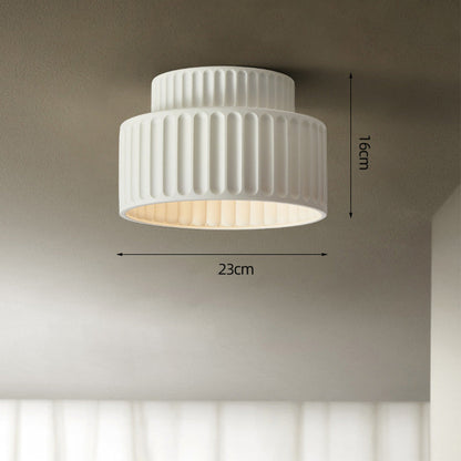 Plafondlamp Geribbeld Resin E27 Wit Compact Modern Interieur Woonkamer Keuken Slaapkamer Retro Design Plafonnière